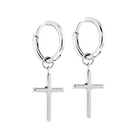 Cross Huggie Steel Earrings