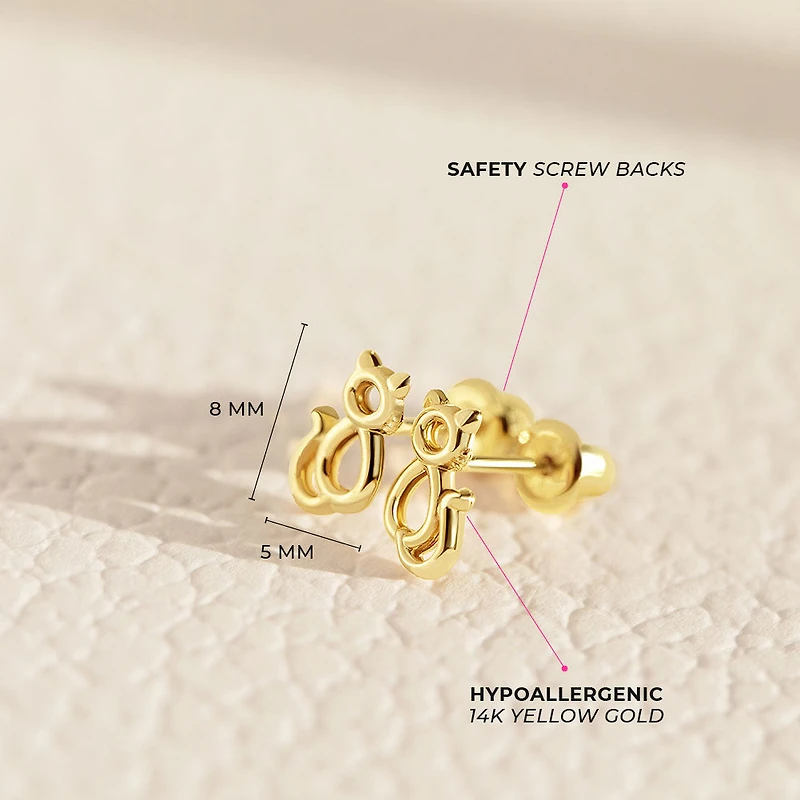 Kitten Cat Kids Stud Earrings