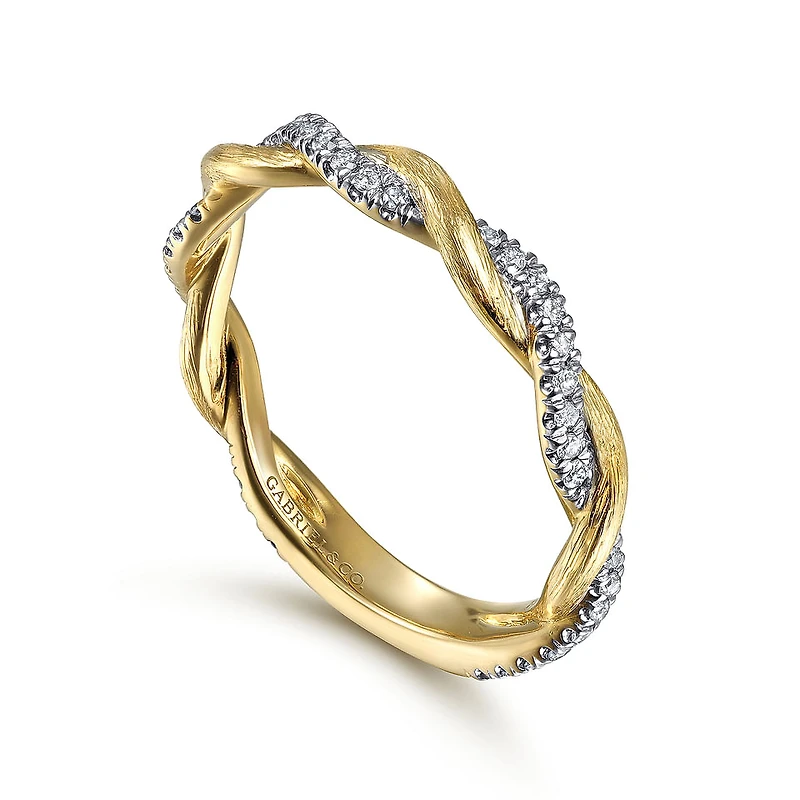 Two Tone Twisted Diamonds Ring