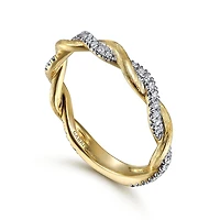 Two Tone Twisted Diamonds Ring
