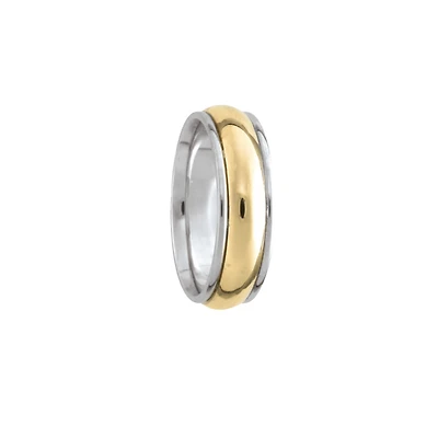 6MM White/Yellow Dome Wedding Ring