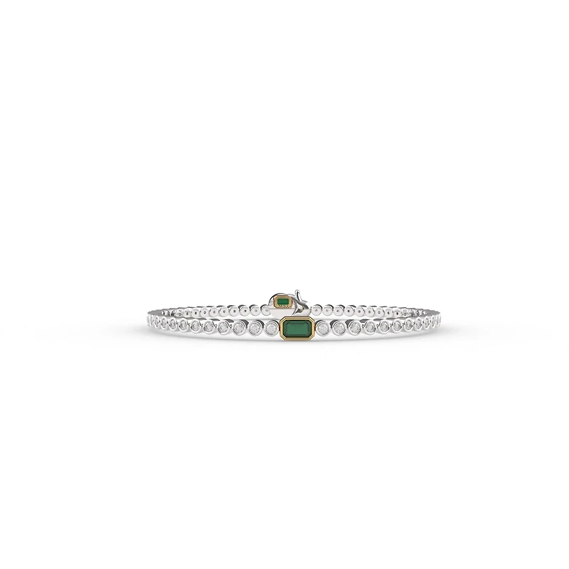 Bezel Set Green Emerald Tennis Bracelet