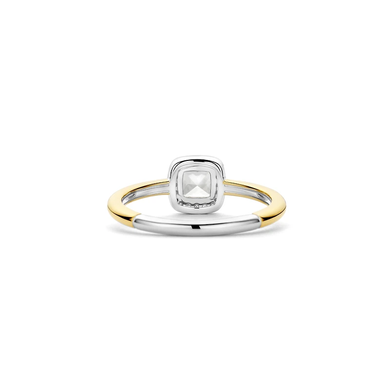 Cushion Halo Two Tone Ring