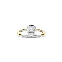 Cushion Halo Two Tone Ring