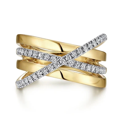 Criss Cross Two Tone Diamond Ring