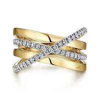 Criss Cross Two Tone Diamond Ring