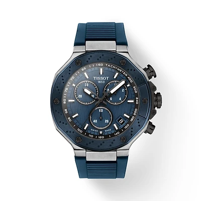 T-Race 45mm Watch with Blue Dial and Strap