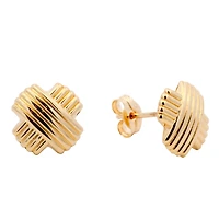 X Line Pattern Medium Stud Earrings