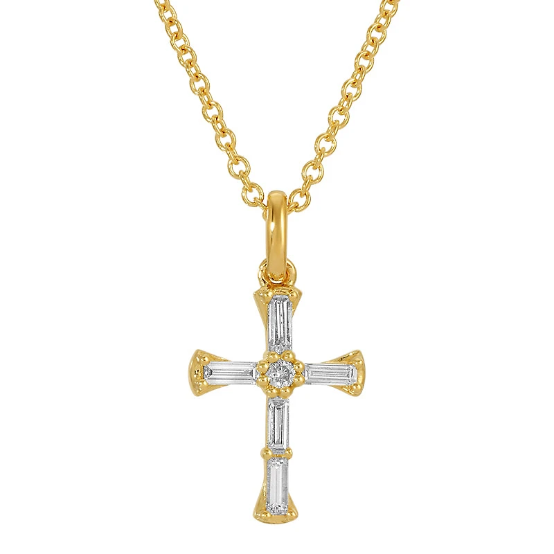 Baguette Diamonds Cross Necklace