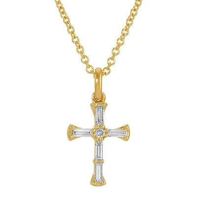Baguette Diamonds Cross Necklace