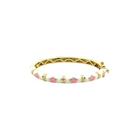 White Kids Bangle Bracelet with Pink Flowers