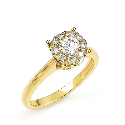 .75ct Diamond Solitaire Illusion Yellow Gold Ring