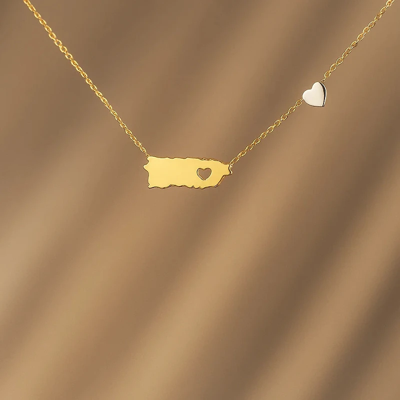 My Heart is Puerto Rico Island Necklace