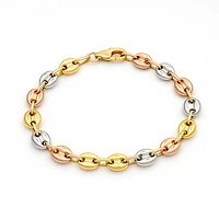 Tri Gold 7MM Puffed Mariner Bracelet