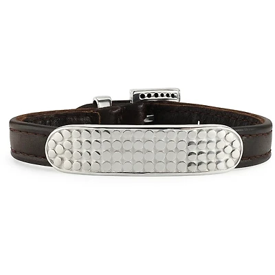 Silver Bali Design Leather Bracelet