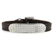 Silver Bali Design Leather Bracelet