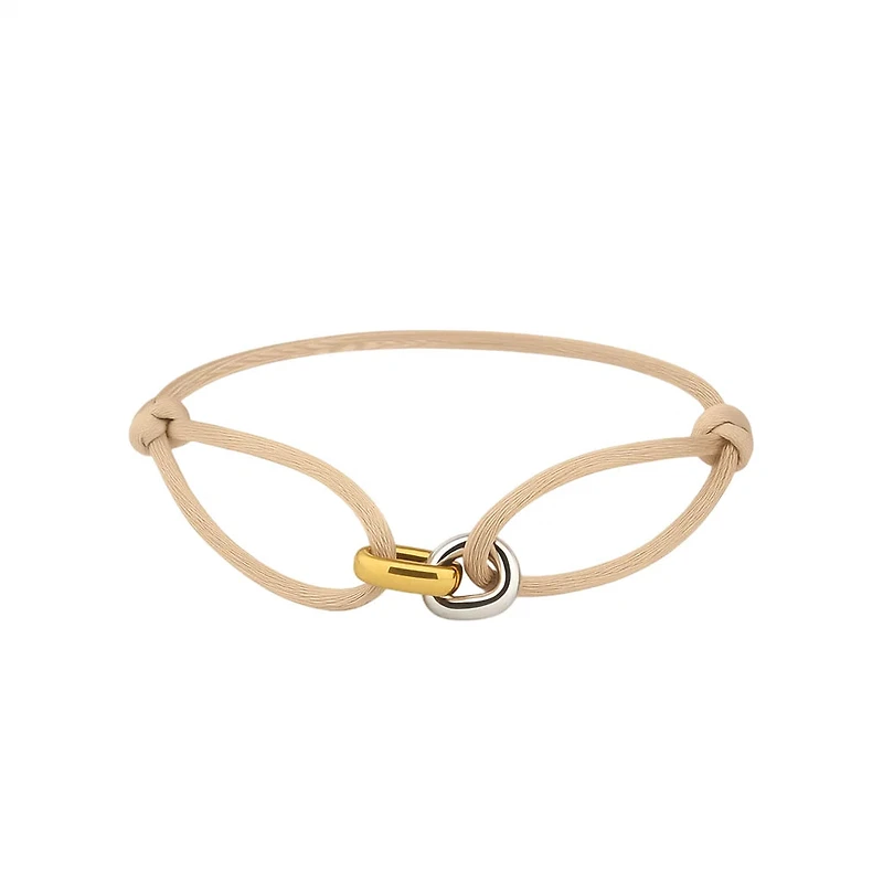 Connected Two Tone Links Cord Bracelet