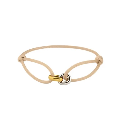 Connected Two Tone Links Cord Bracelet