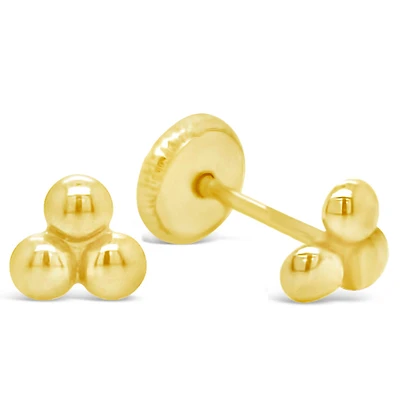 Ball Trio Triangle Stud Earrings