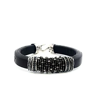 Cow Leather Bracelet with Black Zirconias