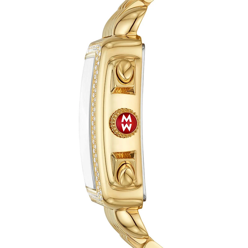 Deco Diamond High Shine Yellow Gold 35MM Chrono Watch