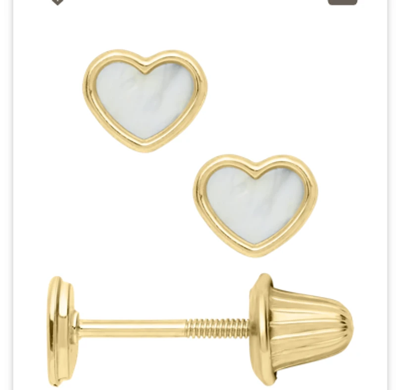 Heart Mother Pearl Kids Stud Earrings