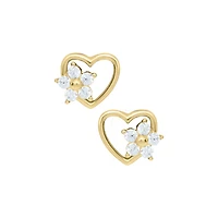 Heart and Flower Kids Stud Earrings