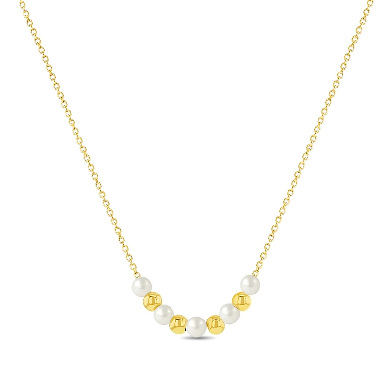 Pearl and Gold Bead Kids Necklace