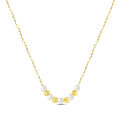 Pearl and Gold Bead Kids Necklace