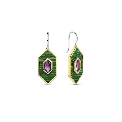 Celestial Malachite Dangle Earrings