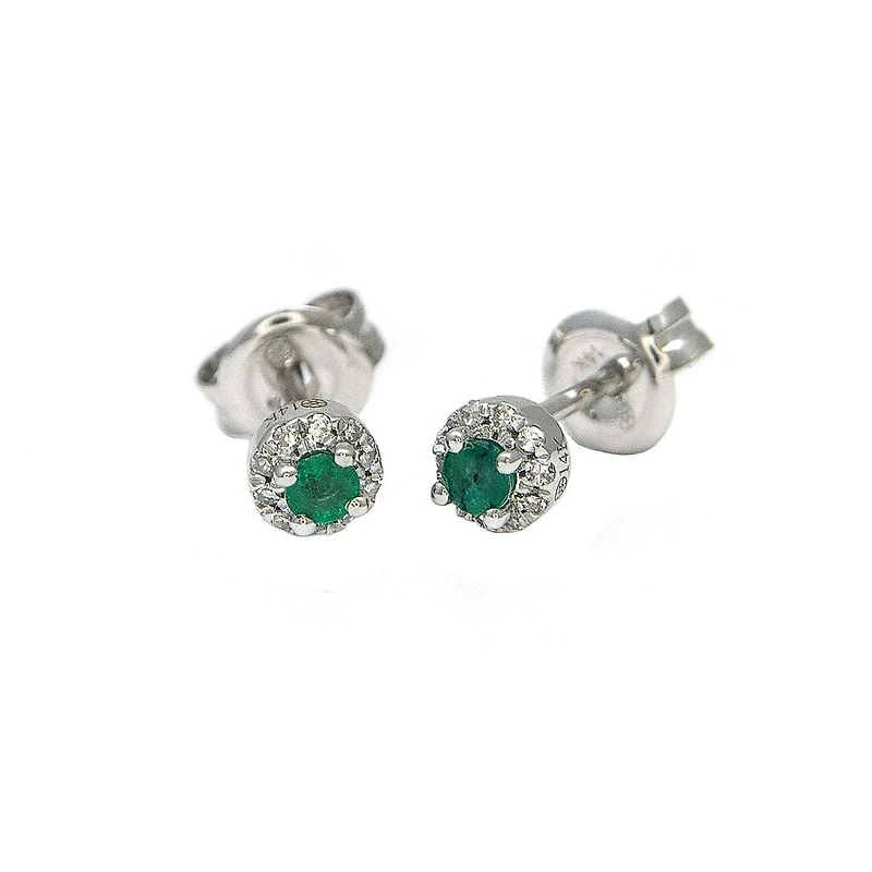 Emerald Halo Stud Earrings