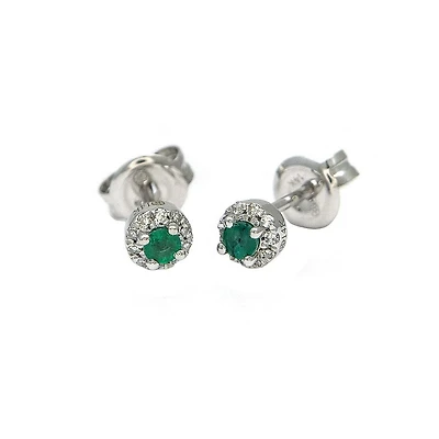 Emerald Halo Stud Earrings