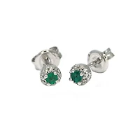 Emerald Halo Stud Earrings