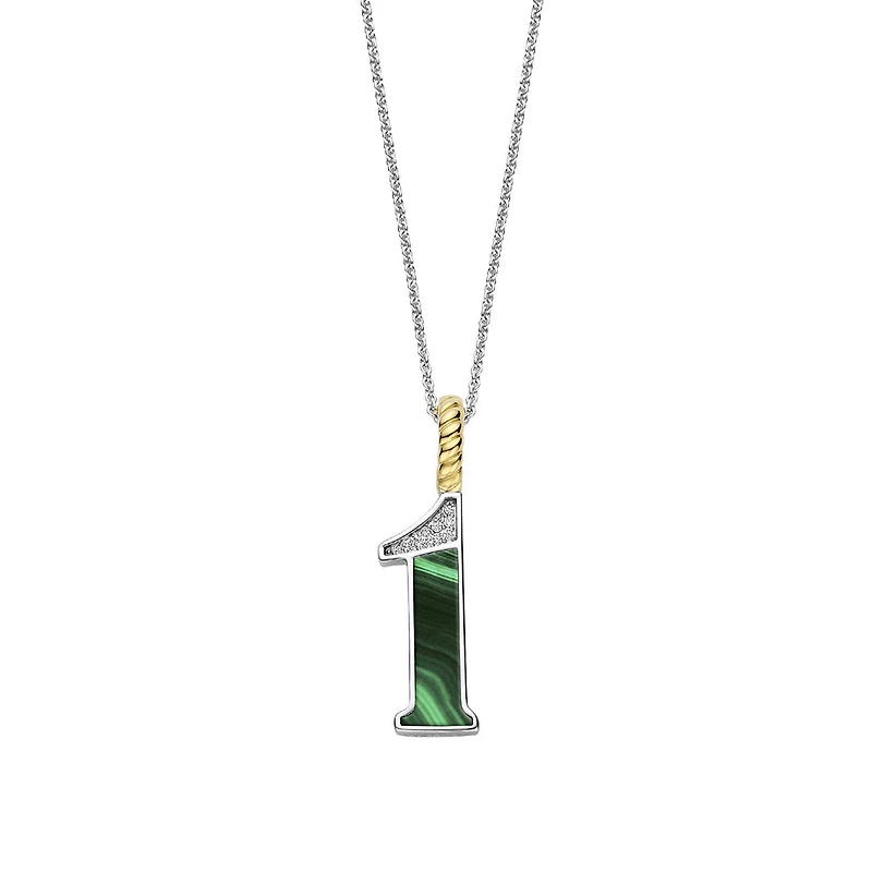 Number Necklace in Green Malachite