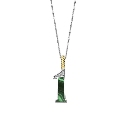 Number Necklace in Green Malachite