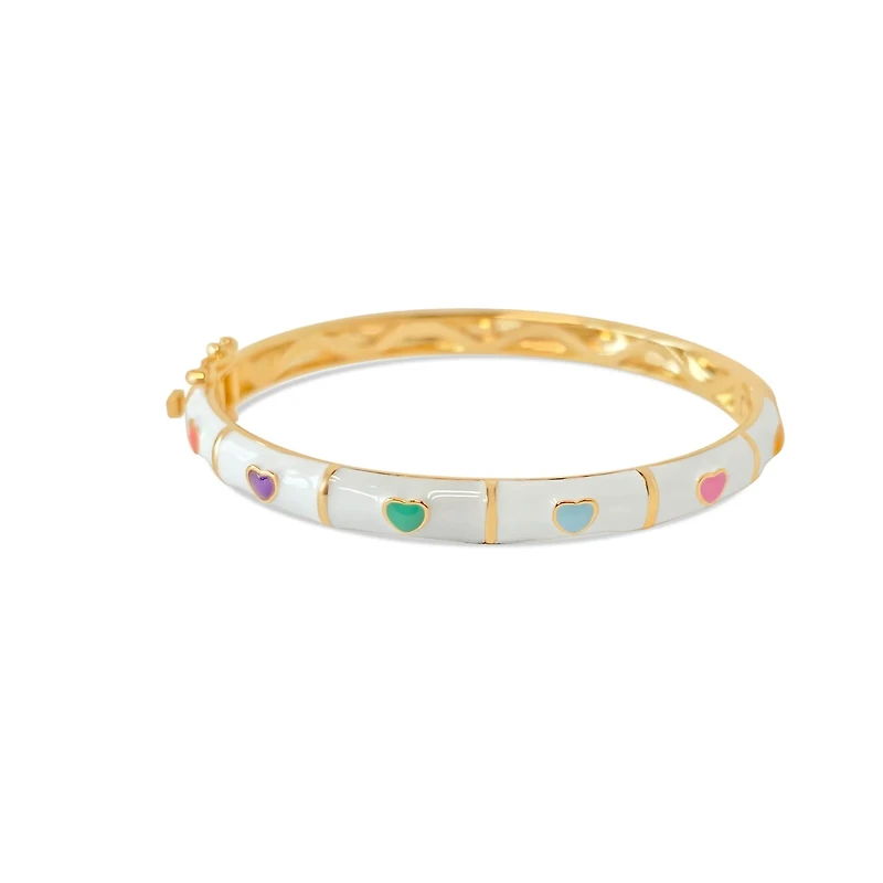 White and Colorful hearts Kids Bangle Bracelet