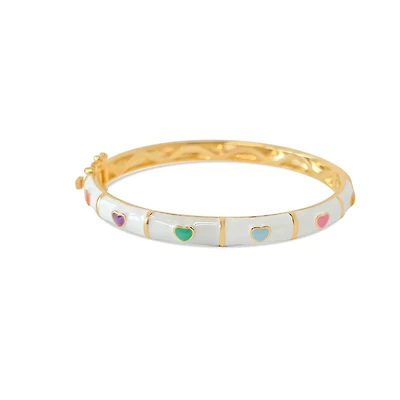 White and Colorful hearts Kids Bangle Bracelet