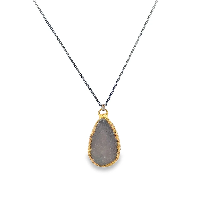 White Druzy Pendant Necklace