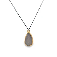 White Druzy Pendant Necklace