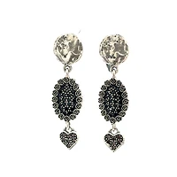 Dangle Heart Earrings with Granate Stones
