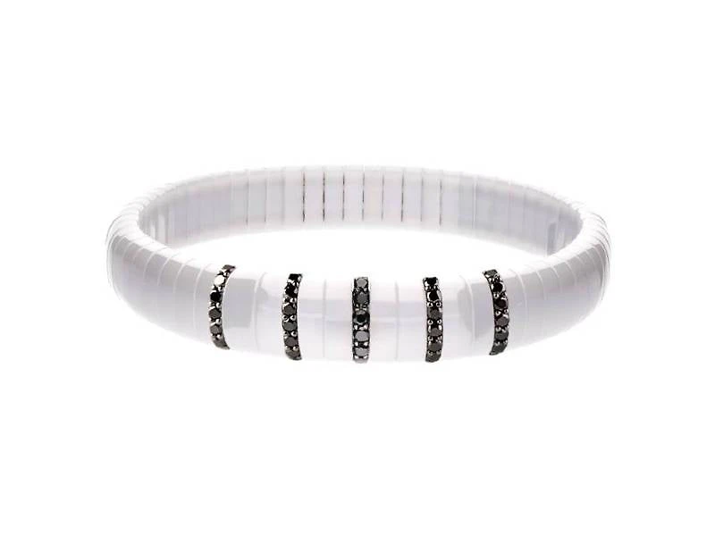 Pura White Ceramic and Black Diamond Bracelet