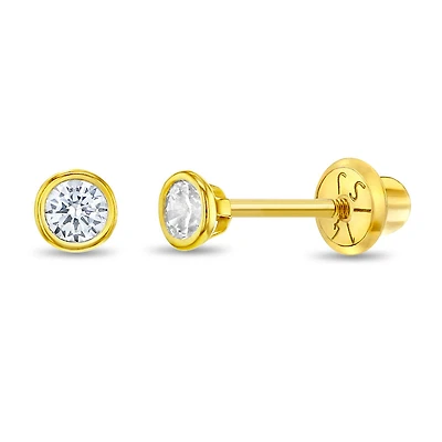 3MM Bezel Set Zirconia Kids Earrings