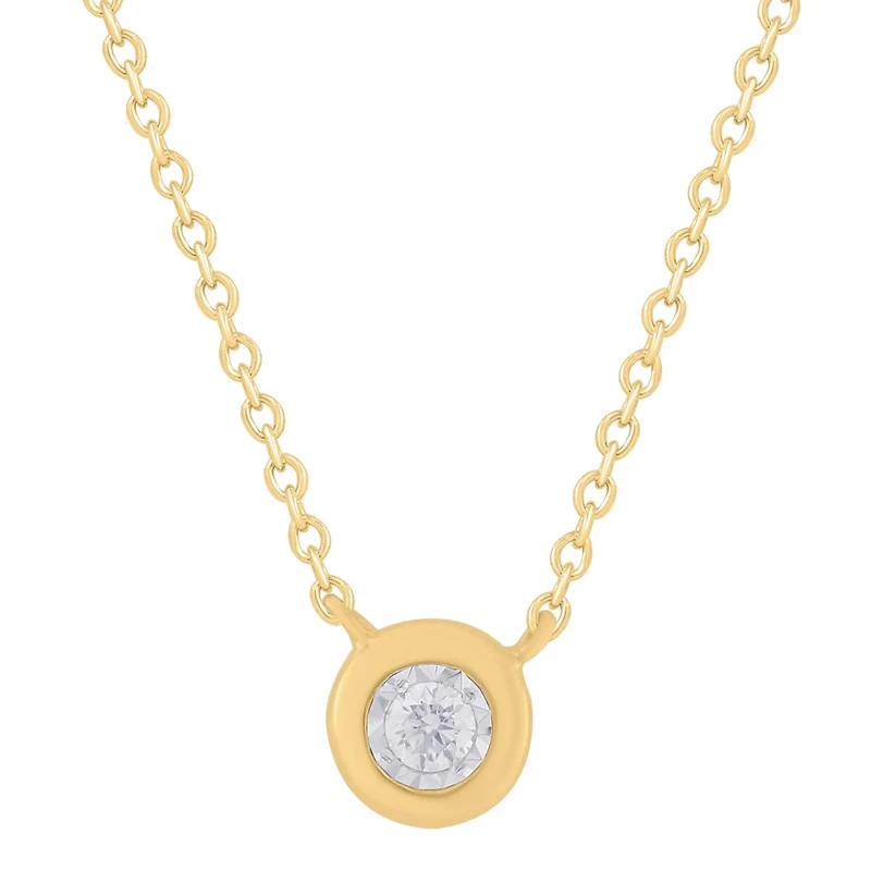 .08CT Diamond Solitaire Bezel Set Necklace