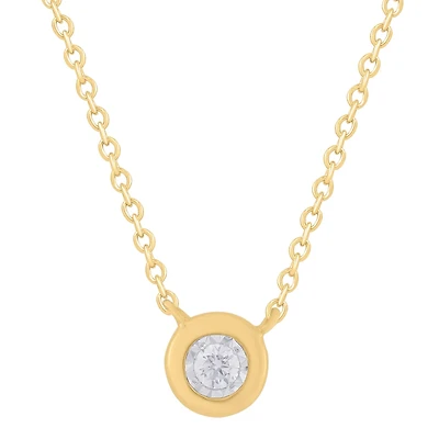 .08CT Diamond Solitaire Bezel Set Necklace