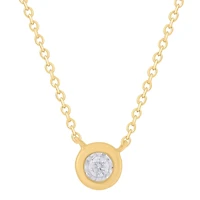 .08CT Diamond Solitaire Bezel Set Necklace