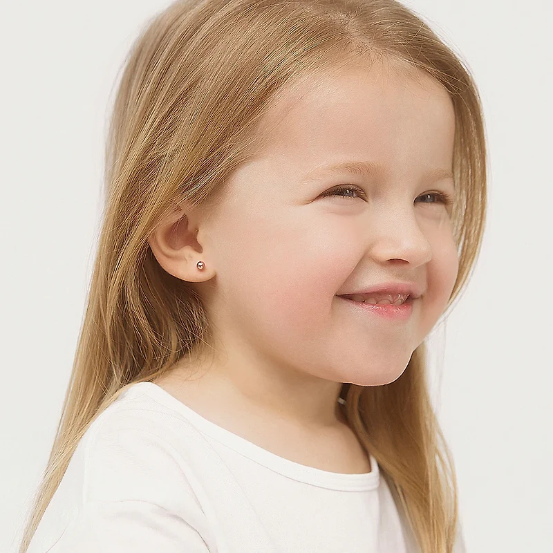 Rose Gold 4MM Kids Ball Earrings