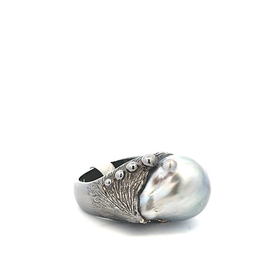 Tahity Pearl Silver Ring (Size 7)