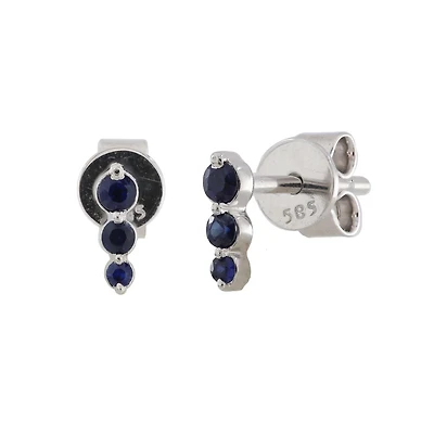 Blue Sapphire Gradient Bar Stud Earrings