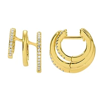 Triple Huggie Earrings with Double Ear Cuff