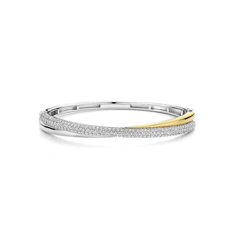 Crossover Two Tone Bangle Bracelet
